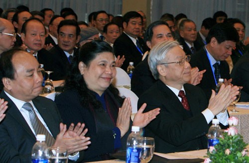 Tổng bí thư Nguyễn Phú Trọng và các đại biểu dự Hội nghị ngoại giao lần thứ 27 - Ảnh: TTXVN